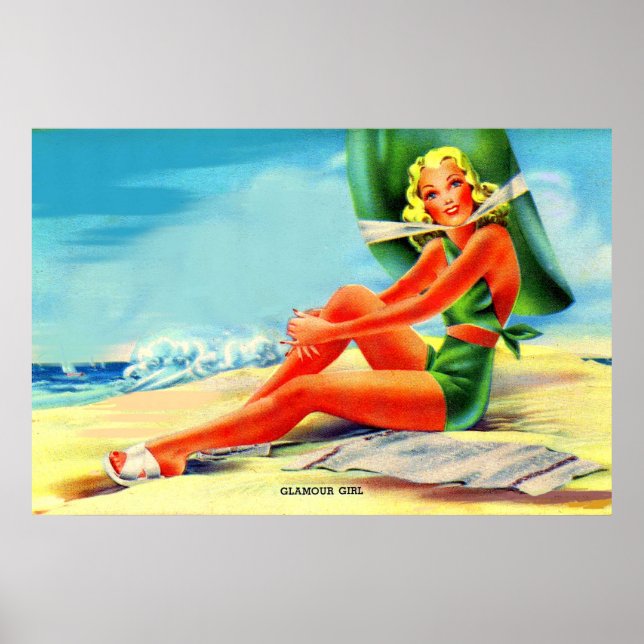 Poster Fille glamour des années 1940 (Devant)