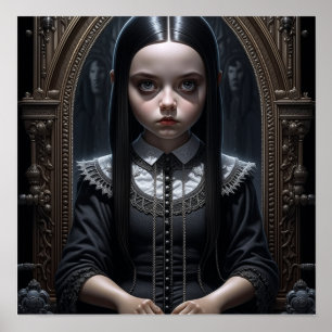 Poster Fille gothique Halloween hantée 