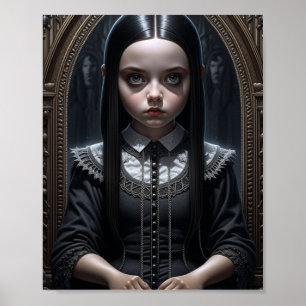 Poster Fille gothique Halloween hantée 
