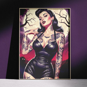 Poster Fille Gothique Rétro
