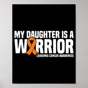 Poster Fille Guerrier Orange Ruban Leucémie Cancer Awa