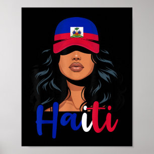 Poster Fille haïtienne Drapeau Haïti Fière Femmes Haïtien