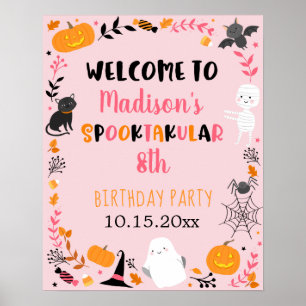 Poster Fille Halloween Spooktacular Anniversaire Bienvenu
