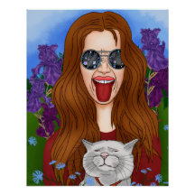 Fille hippie avec un chat