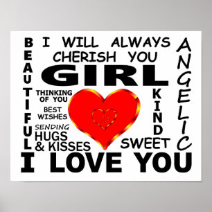 Poster Fille Je T'Aime