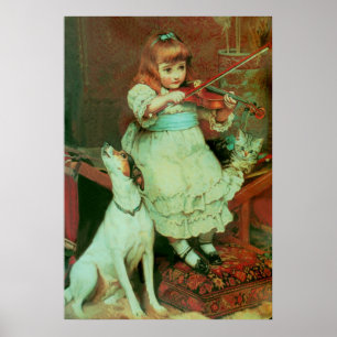 Poster Fille jouant d'un violon