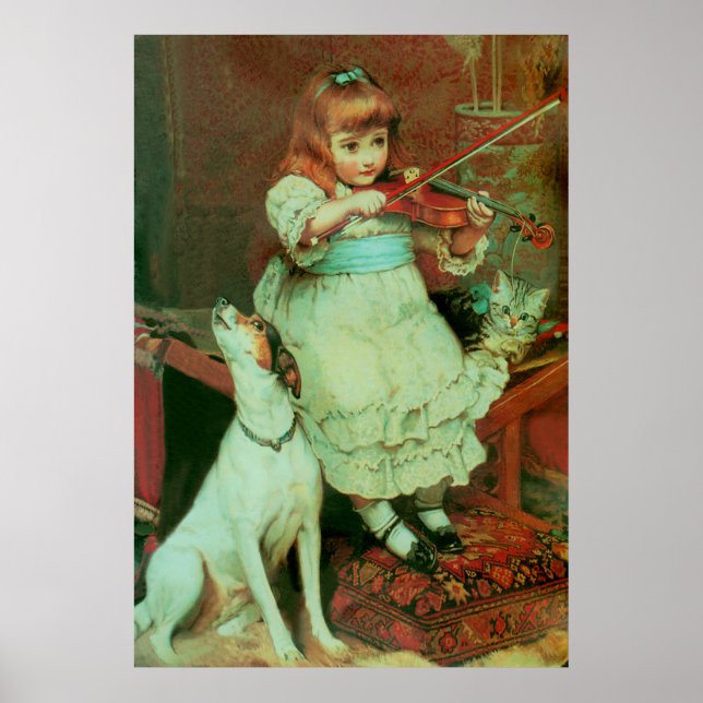 Poster Fille jouant d'un violon (Devant)