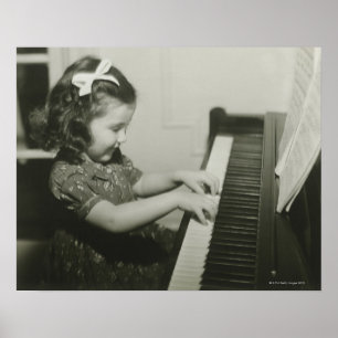 Poster Fille jouant le piano