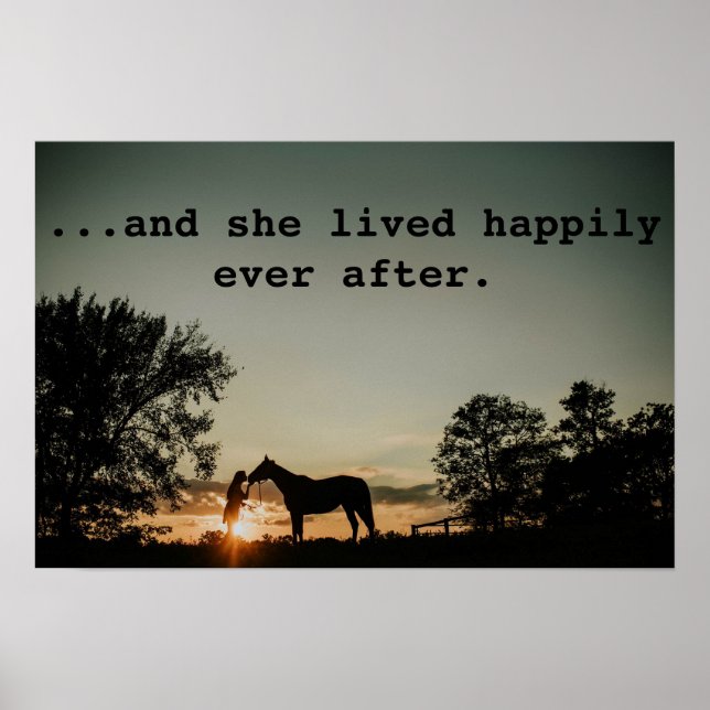 Poster Fille Kissing Horse Elle A Vécu Heureusement Après (Devant)