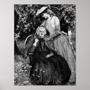 Poster Fille mère vintage âgée petite