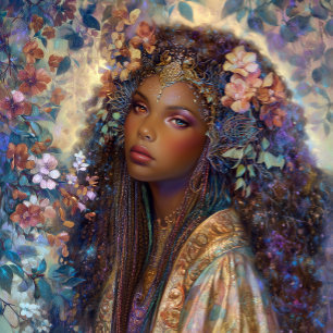 Poster Fille noire Reine noire Fantaisie Art Déesse