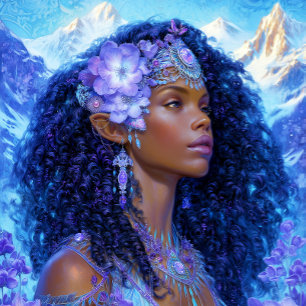 Poster Fille noire Reine noire Fantaisie Art Elf Déesse
