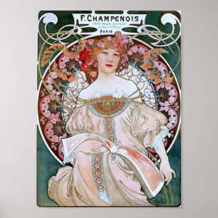 Poster Fille Paris en robe rose pâle