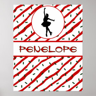 Poster Fille patinant Noël saupoudrer personnalisé