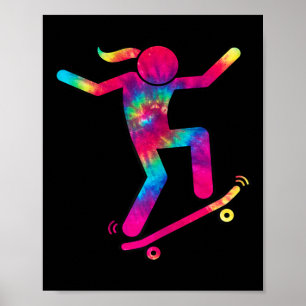 Poster Fille patineuse drôle J'adore faire du skateboard 