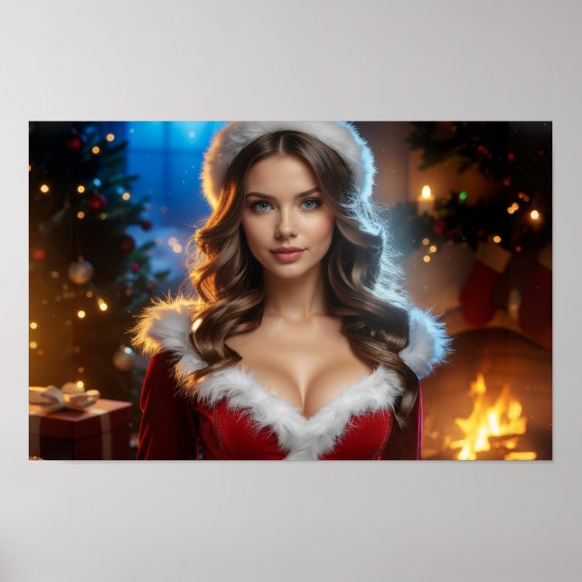 Poster Fille Père Noël de Noël (Devant)
