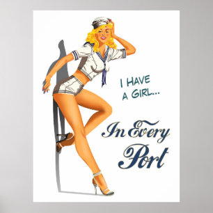 Poster Fille pin-up de marin