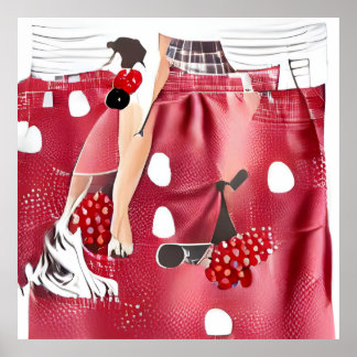 Poster Fille pin up rétro inspirée de l'art généré par l'