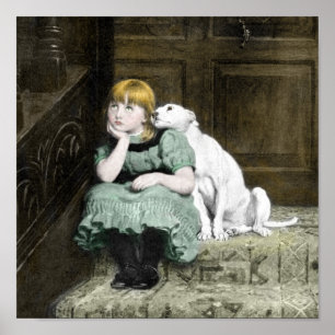 Poster Fille pleine d'adoration de chien