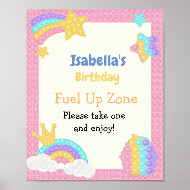 Poster Fille Pop It Fidget Anniversaire (Devant)