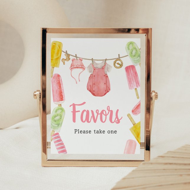 Poster Fille Popsicle Baby shower Faveurs (Popsicle Baby Shower Favors Sign)