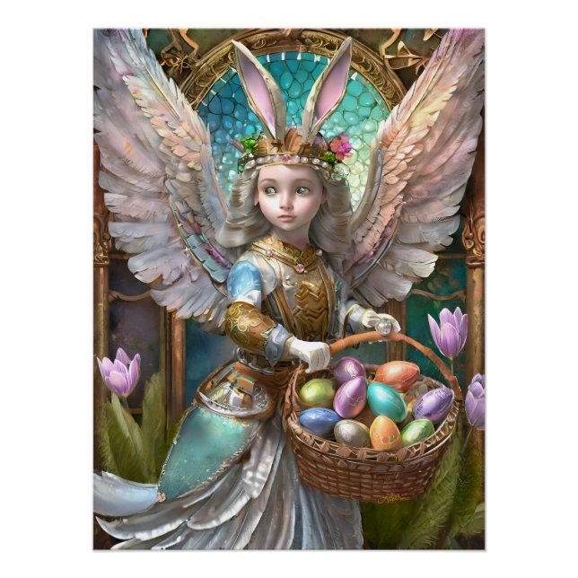 Poster Fille portant le costume de lapin de Pâques (Devant)