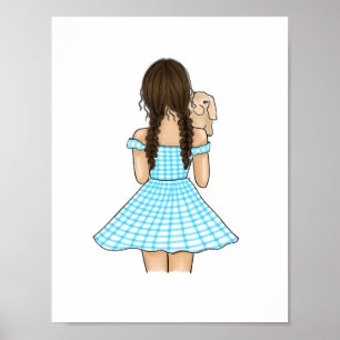 Poster Fille portant un lapin crème en Nursery forestière