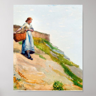 Poster Fille portant un panier par Winslow Homer