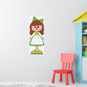 Poster Fille Poupée de chiffon Robe verte à pois
