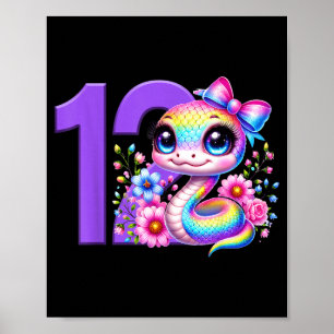 Poster Fille pour son 12e anniversaire Serpent Fête Arc-e