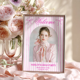 Poster Fille Prépa Rayures Roses Photo Bienvenue à la rem