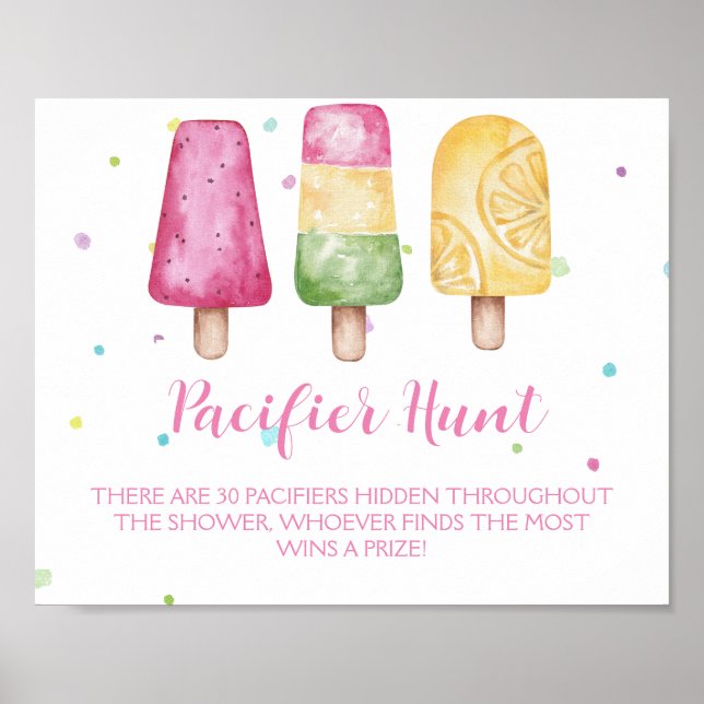 Poster Fille prête à pop Baby shower jeu chasse pacifier (Devant)