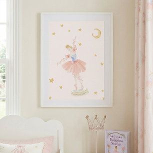 Poster Fille Princesse Rose Ballerine Chambre de conte de