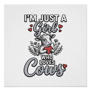 Poster Fille qui aime les vaches Design de chemise de vac