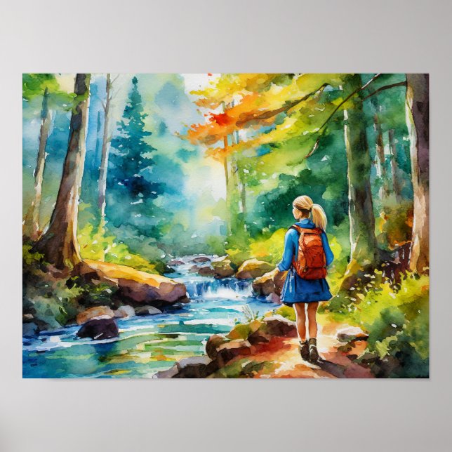 Poster Fille randonnée (Devant)