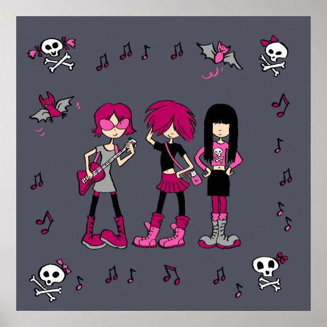 Poster Fille rock (Devant)
