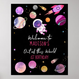 Poster Fille rose Astronaut Espace extra-atmosphérique Bi