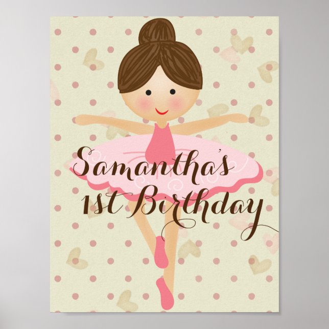 Poster Fille rose et Dreamy Ballerina (Devant)
