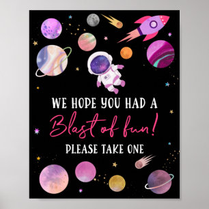 Poster Fille rose L'astronaute souffle d'Anniversaire amu