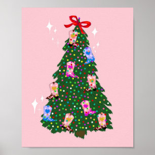 Poster Fille rose moderne Botte occidentale Noël