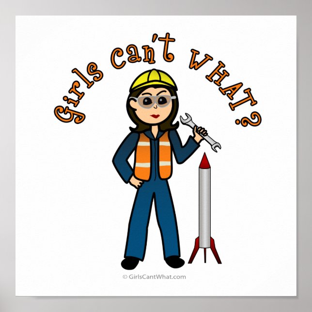 Poster Fille scientifique de fusées légères (Devant)