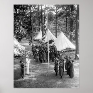 Poster Fille Scoutisme Drapeau-Élevage : 1919