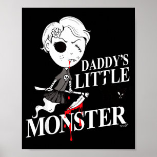 Poster Fille sorcière chat noir en colère papa monstre