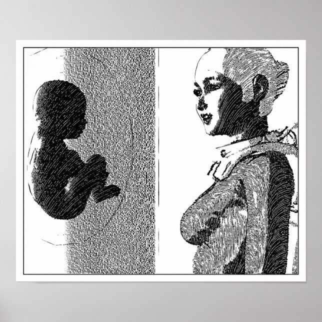 Poster fille spatiale et bébé (Devant)
