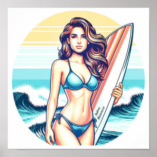 Poster Fille Sport & Surf