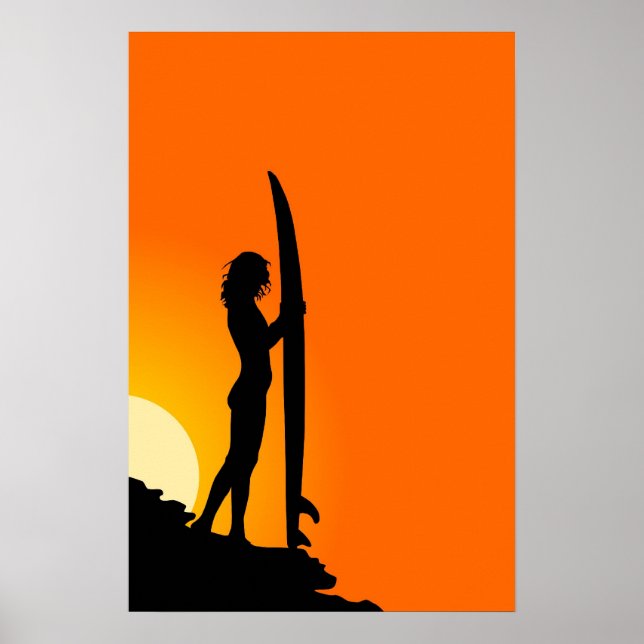 Poster Fille surfeuse (Devant)