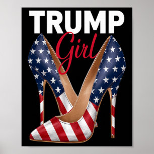 Poster Fille talon haut Stilettos drapeau américain Trump