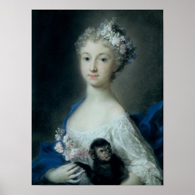 Poster Fille tenant un singe (Devant)