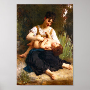 Poster Fille Tickling A Child 1878 William Bouguereau