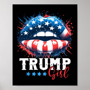 Poster Fille Trump 2024 Élection américaine Drapeau